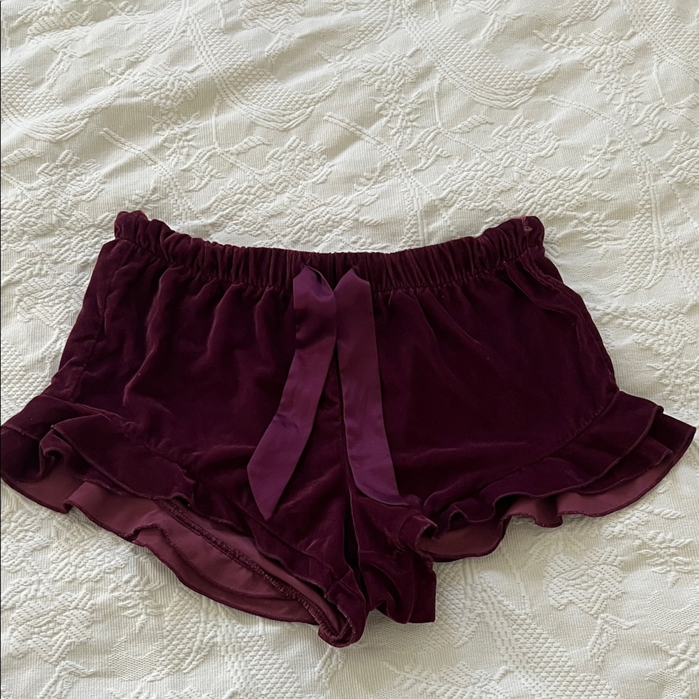 Victoria’s Secret maroon velvet sleep shorts